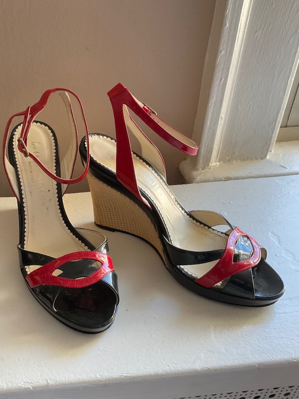 Red, White & Blue summer wedge sandals sz 7.5